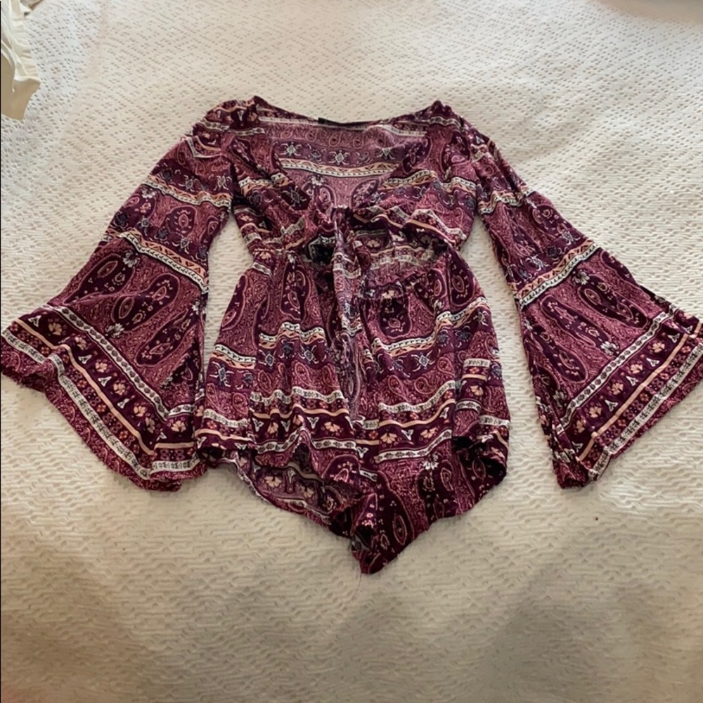 Zanzea Bell Sleeved romper with front tie
